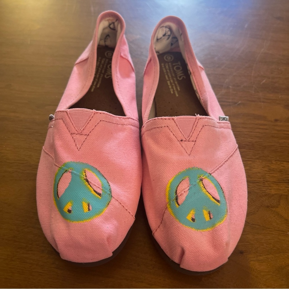 Toms Pink Peace Sign peace will win Slip-On‎ Shoes